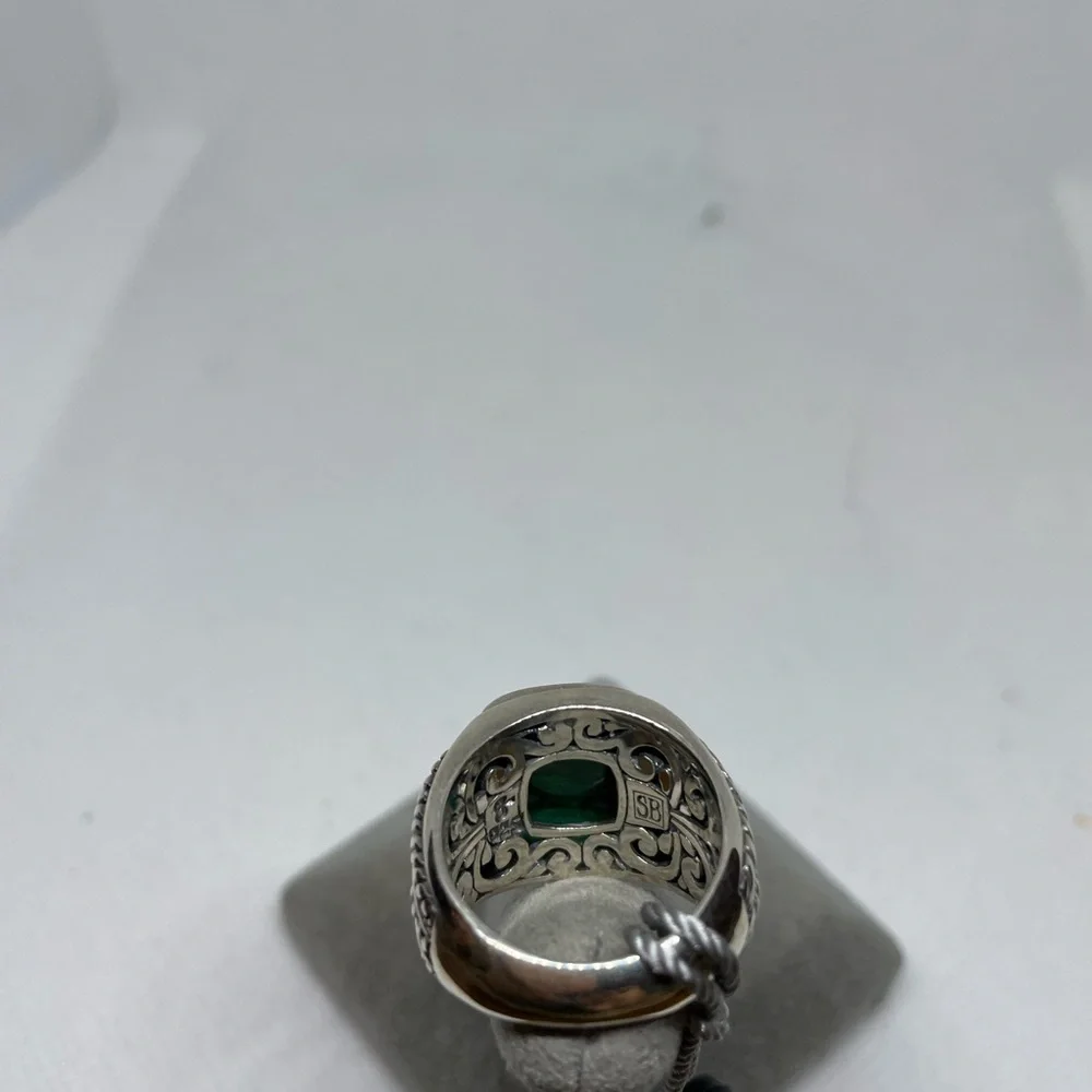 Sterling Sliver Malachite Cushion Ring By Samuel.B